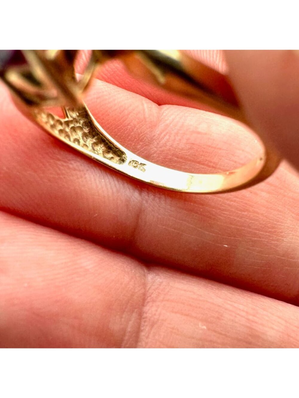 Unique Womens Ring 14K Gold Garnet Citrine 4 Grams Size 7 Estate Jewelry - Picture 4 of 5